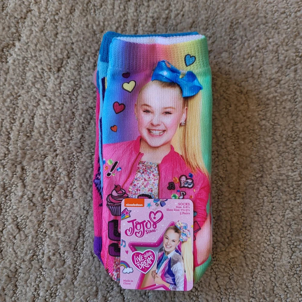 Girl’s JoJo Siwa Shorty Socks – 5 Pair Set – Size 6–8.5 – NWT